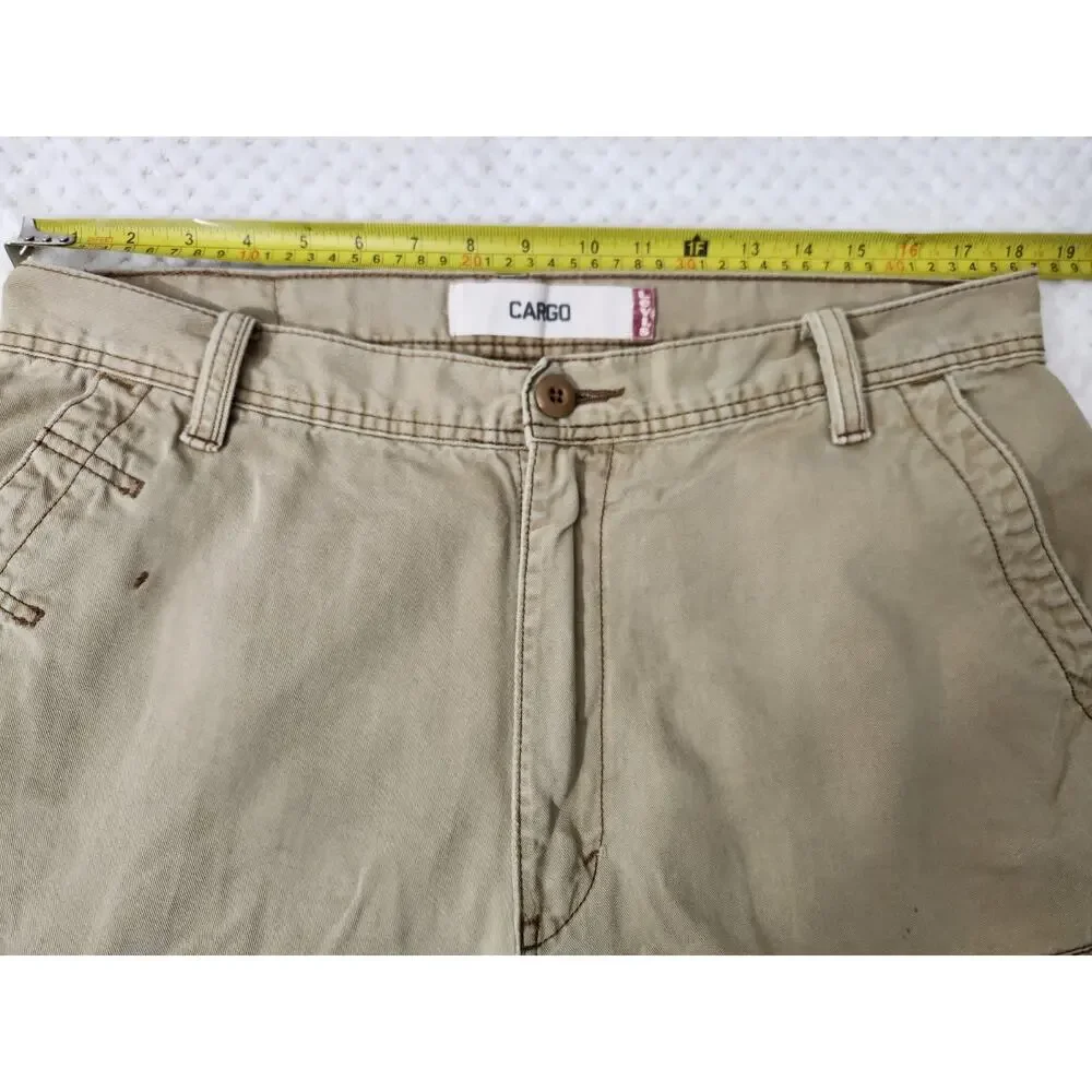 Levis Cargo Pants Mens 36x30 Khaki Utility Loose Straight Distressed Y2K